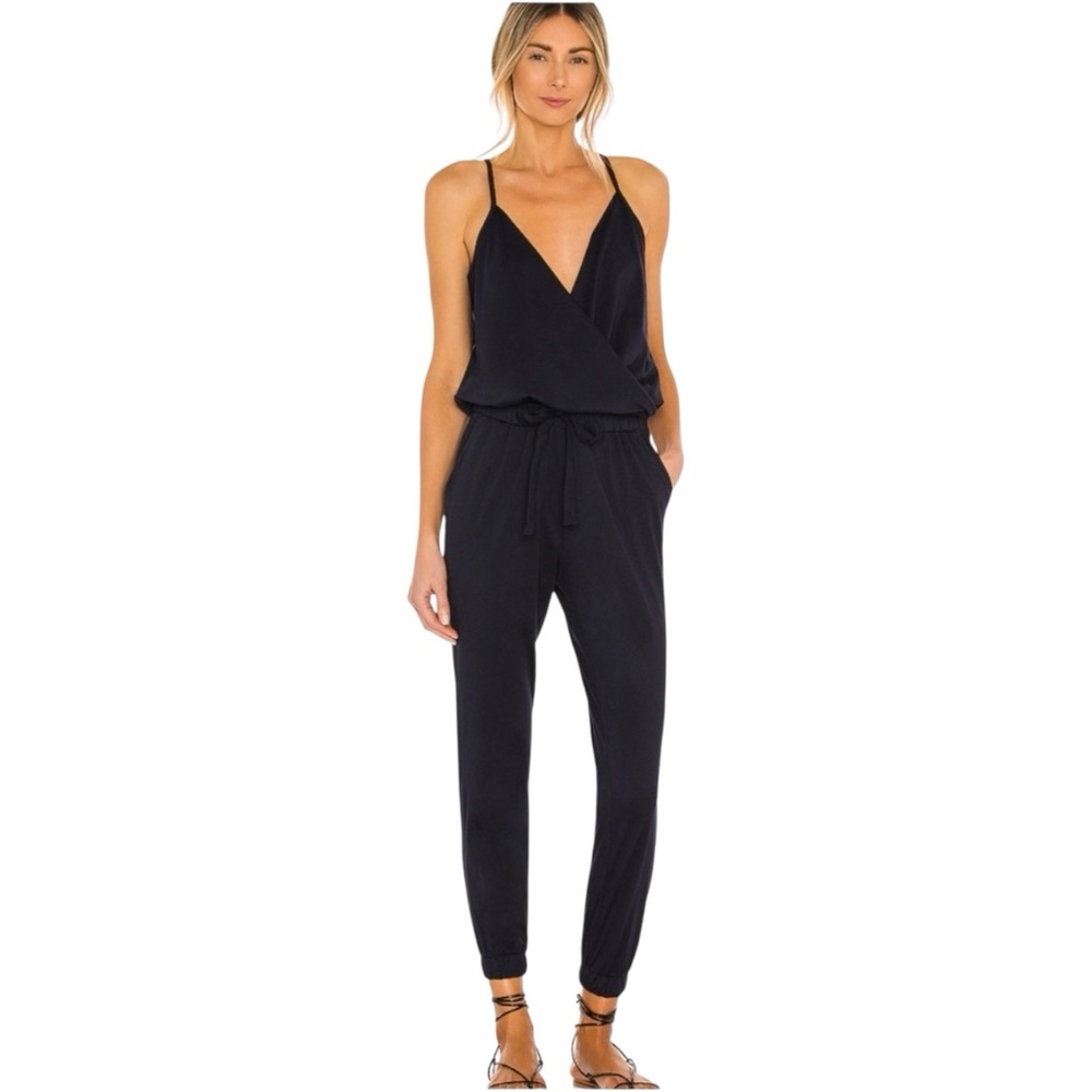 Bobi Revolve Navy V-Neck Jumpsuit/Romper Size Medium Loungewear Coastal Chic